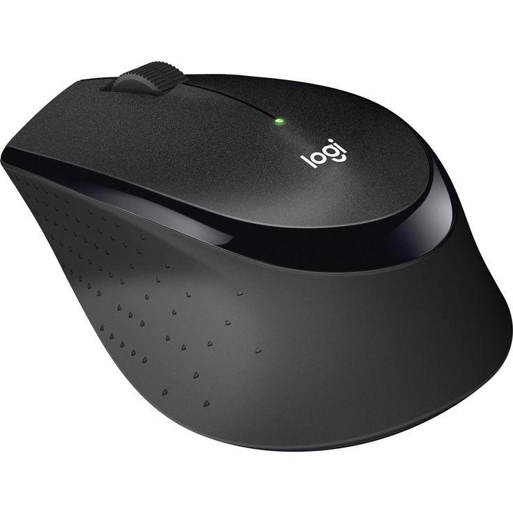 A black Logitech M330 Silent Plus Wireless Mouse with USB Nano Receiver.